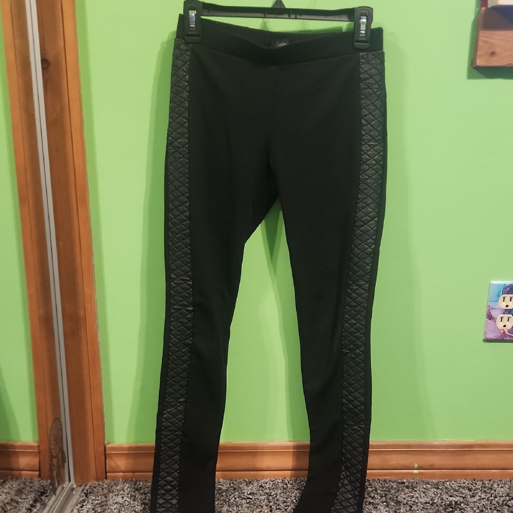 Faux Leather Insert Pants